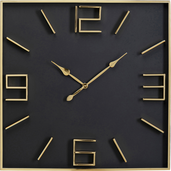 Wanduhr Gamble gold schwarz Holz Edelstahl Aluminium