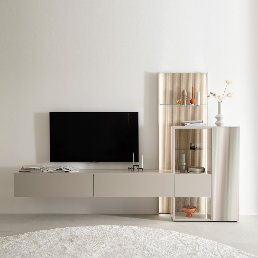 Parete attrezzata Amaya in legno di cashmere