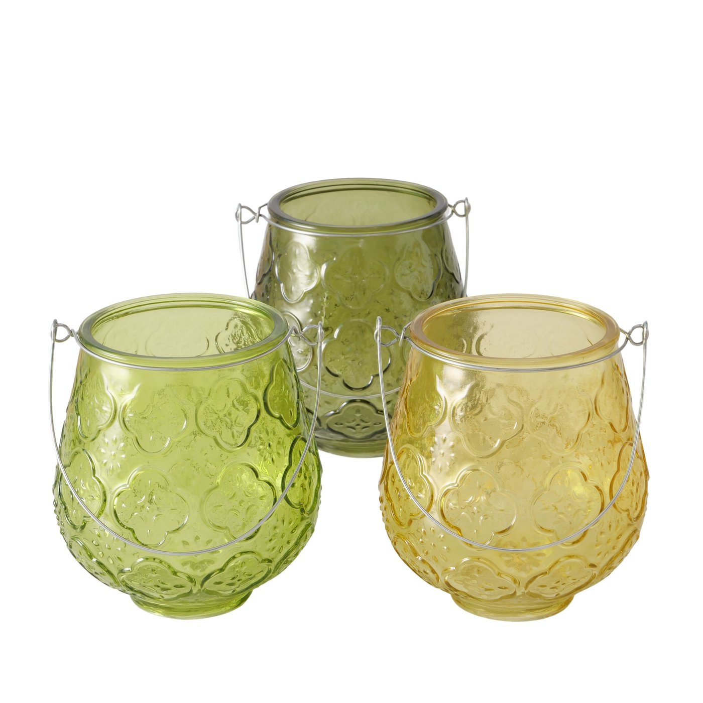 Windlicht Tarent grün gelb Glas Eisen