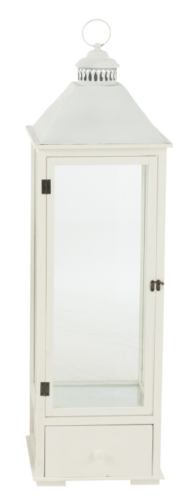 Lanterna in legno bianco e metallo