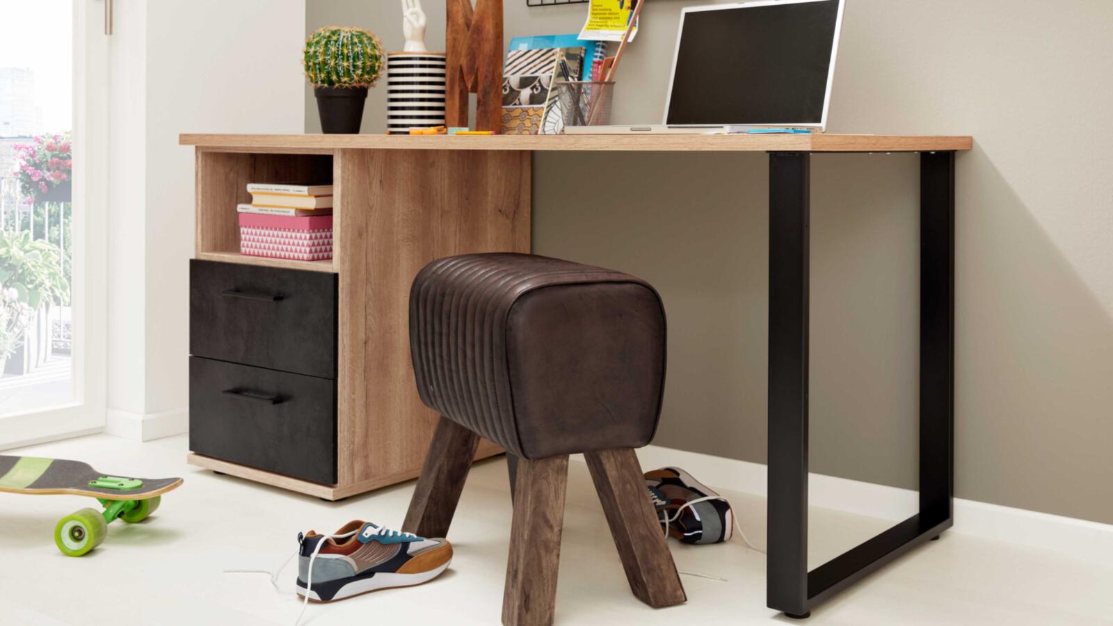 Schreibtisch Interliving 1701 Eiche anthrazit