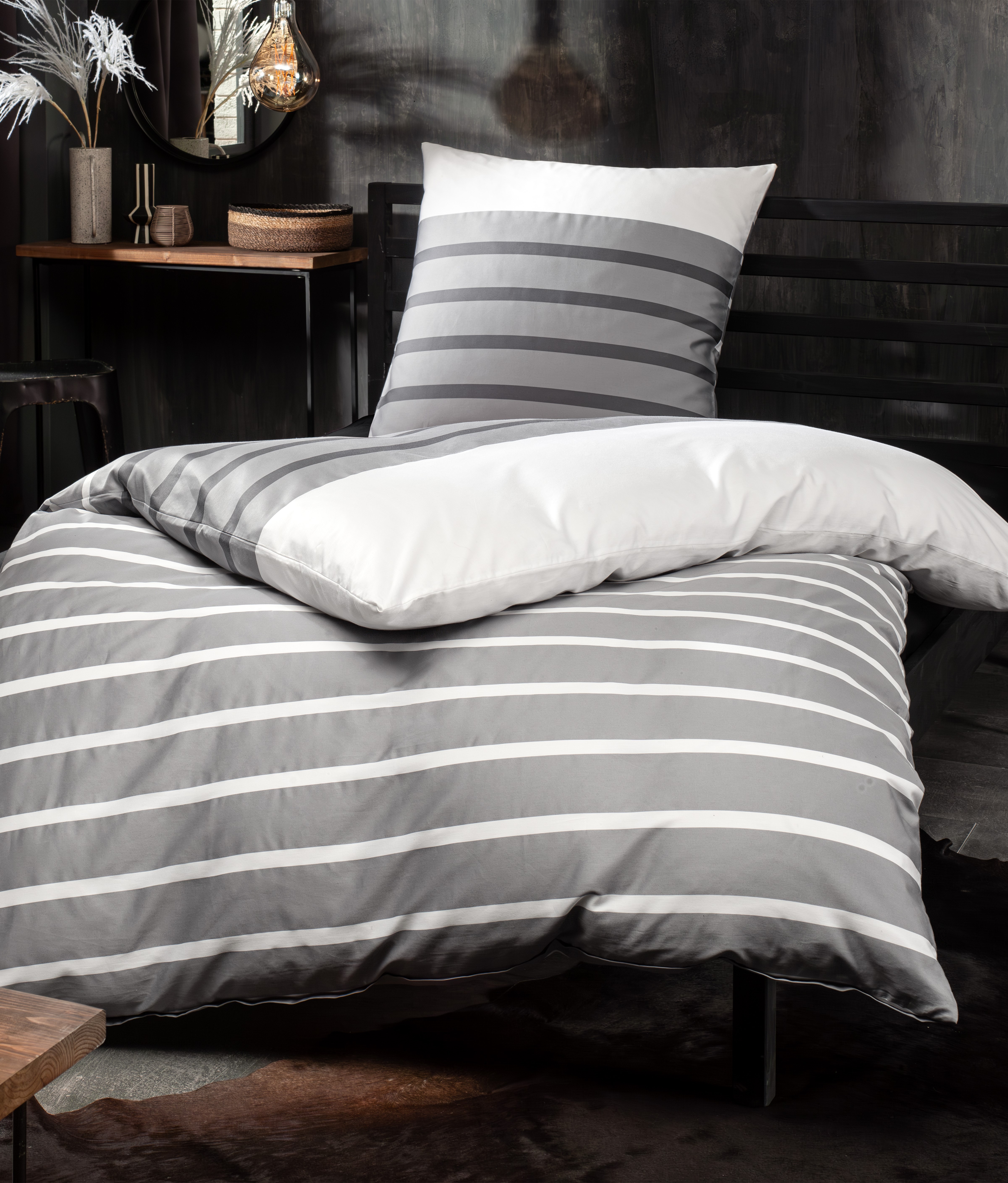 Biancheria da letto in raso di maco grigio Palermo