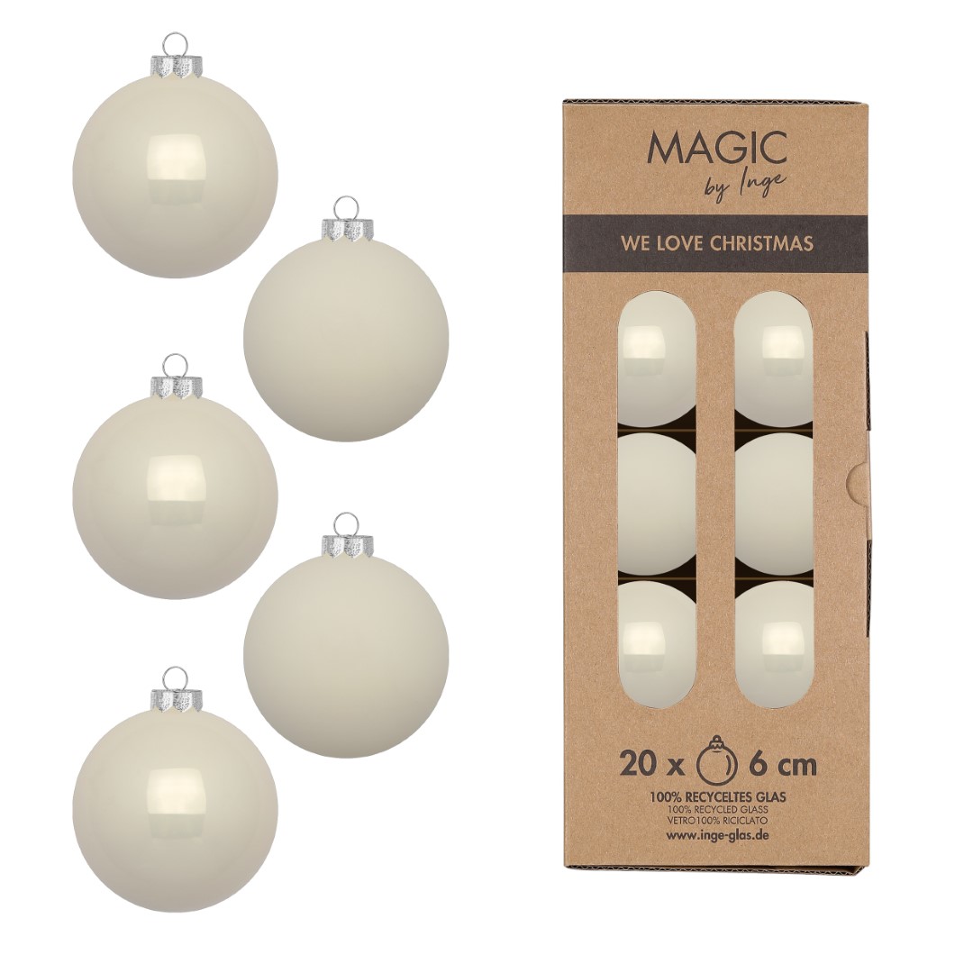 Weihnachtskugelset Blanched Almond creme Glas