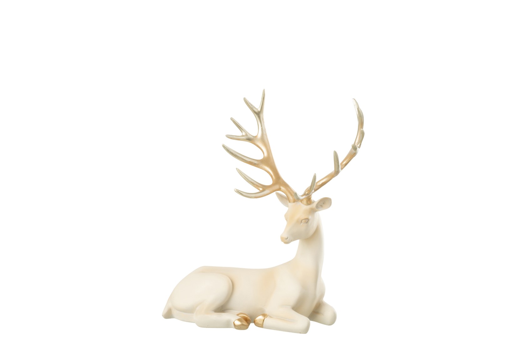 Dekofigur Hirsch weiß gold Polyresin