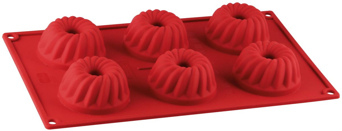 Silikon-Gugelhupfform Mini, 6er Flexxibel Love rot Silikon