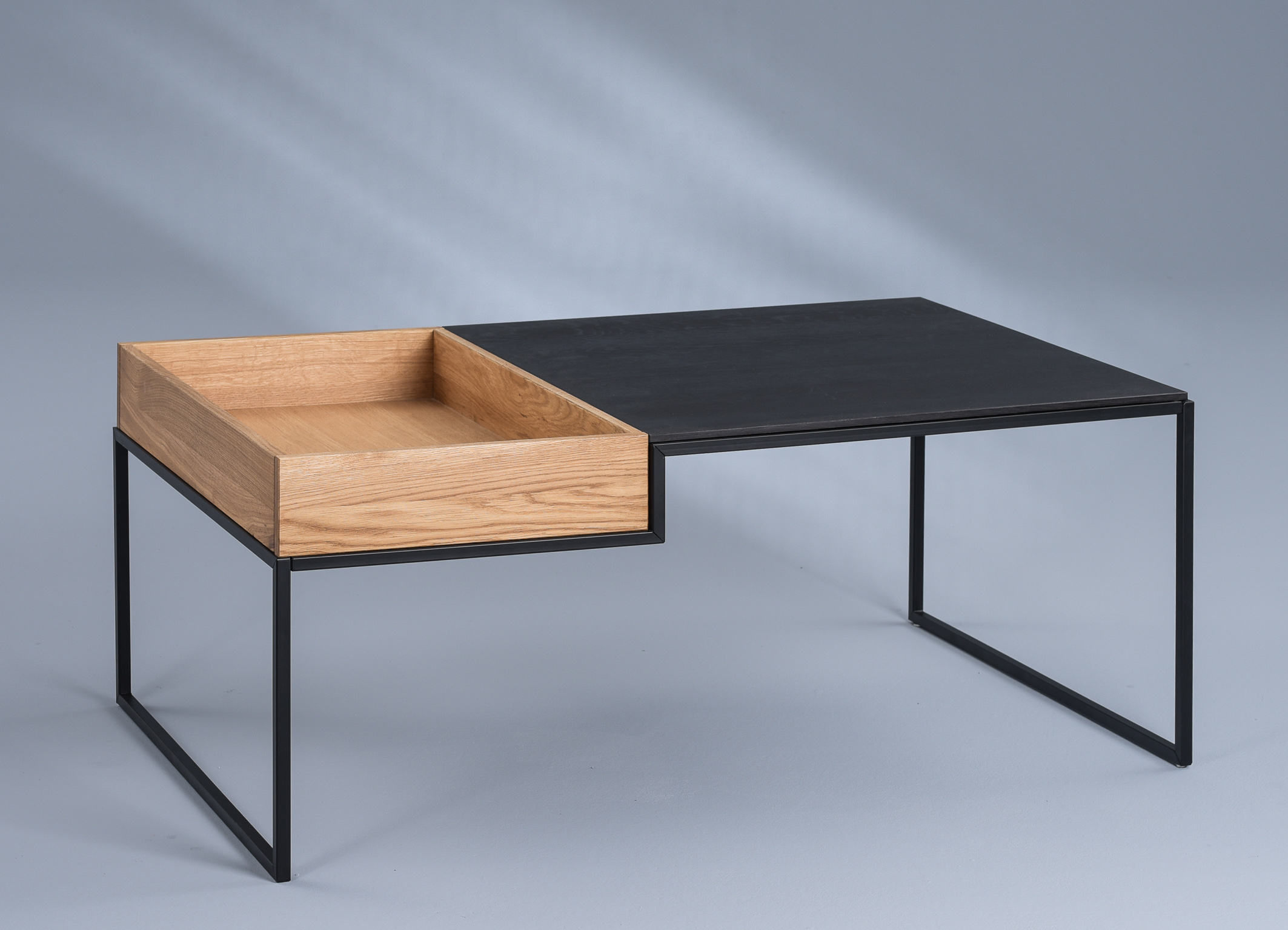 Couchtisch Levin Wildeiche Metall schwarz