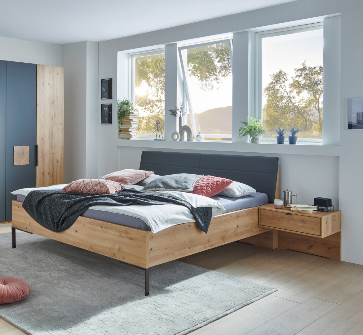 Letto Naxos marrone grigio legno