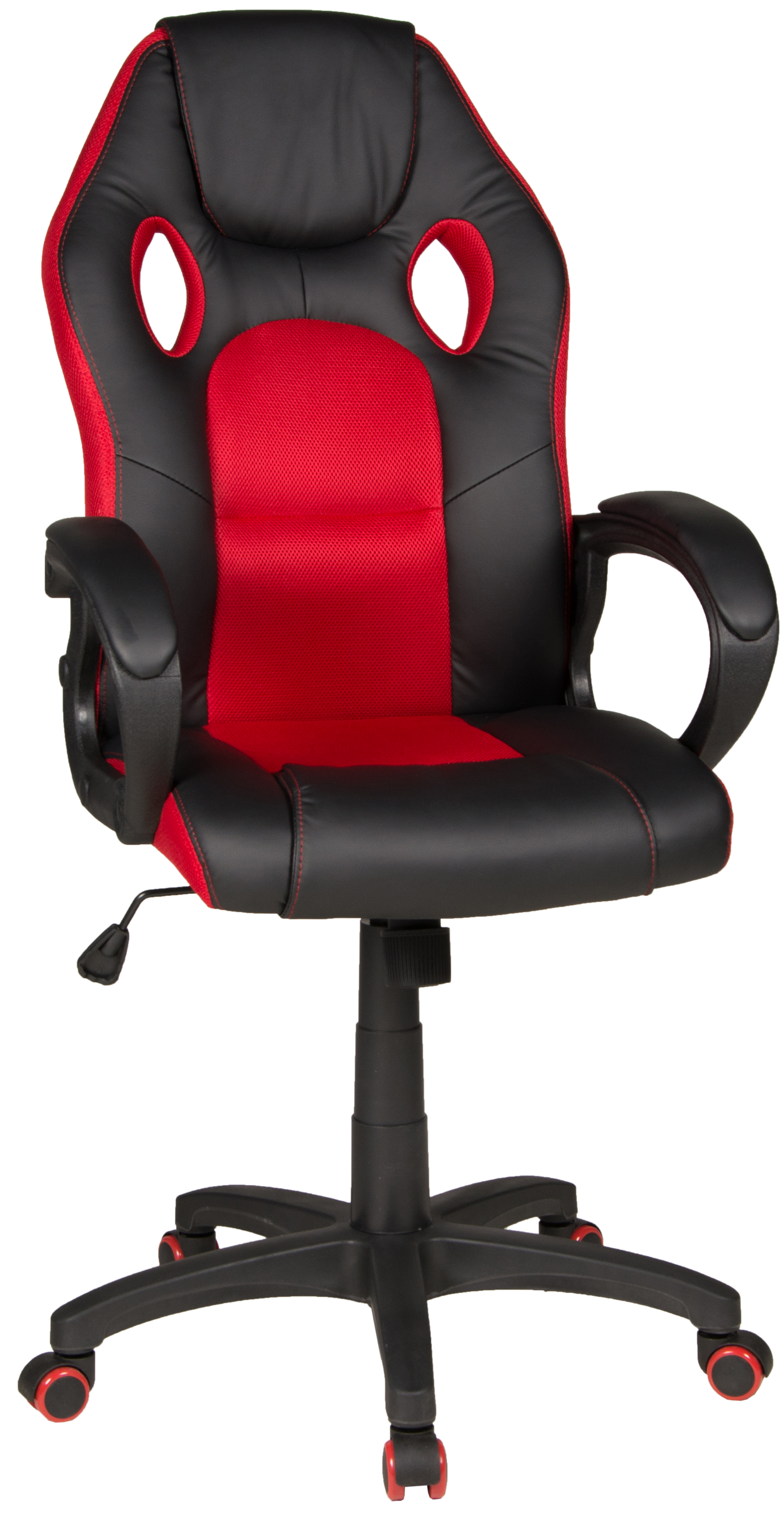 Chefsessel Riley schwarz rot Kunstleder Stoff