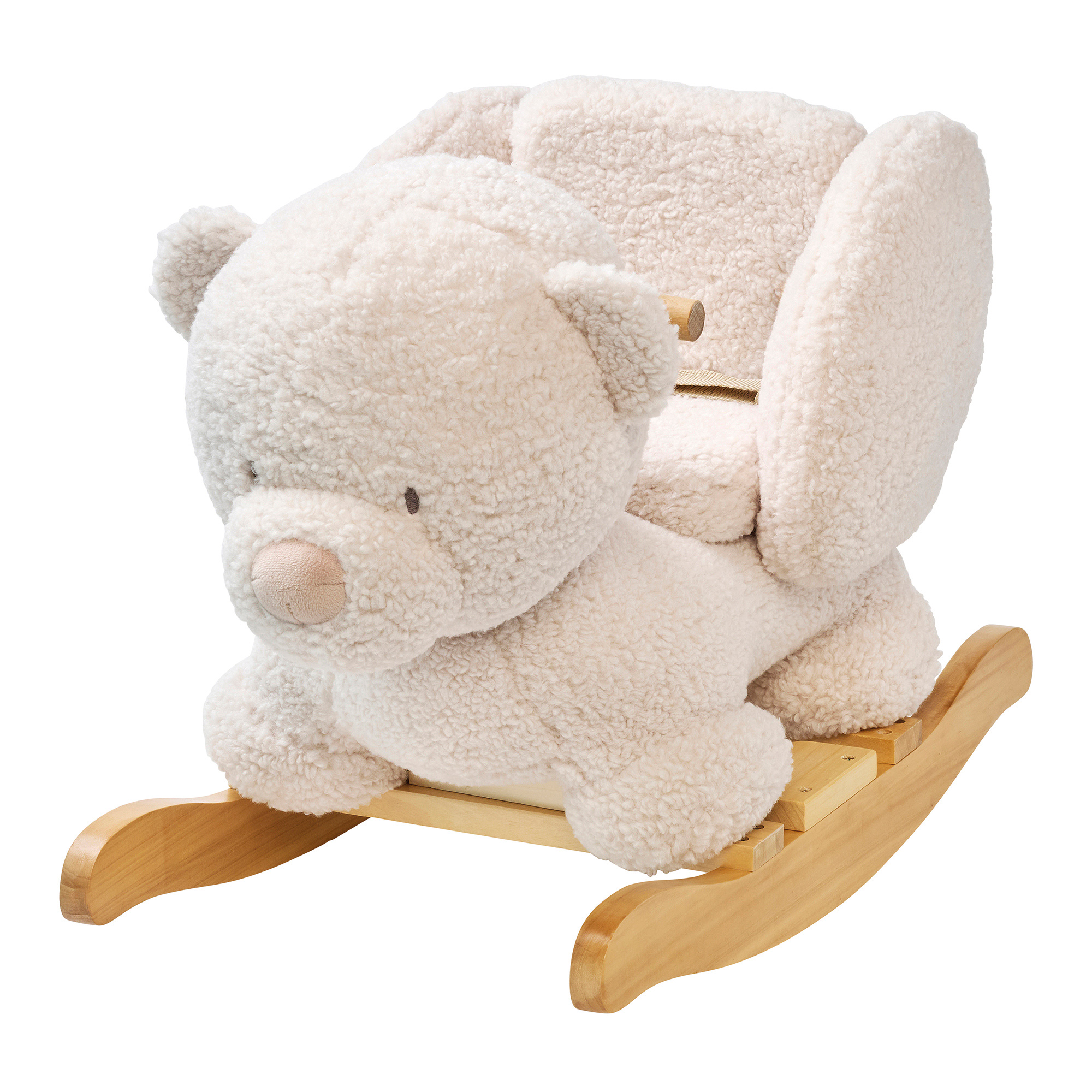 Schaukeltier Teddy weiß Polyester Holz