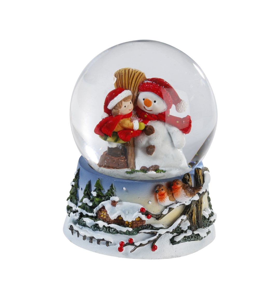 Schneekugel Schneemann mehrfarbig Polyresin