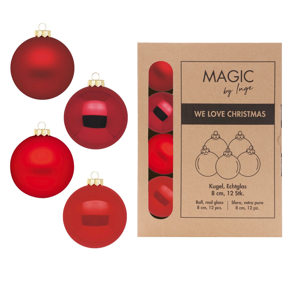 Weihnachtskugelset Ruby rot Glas