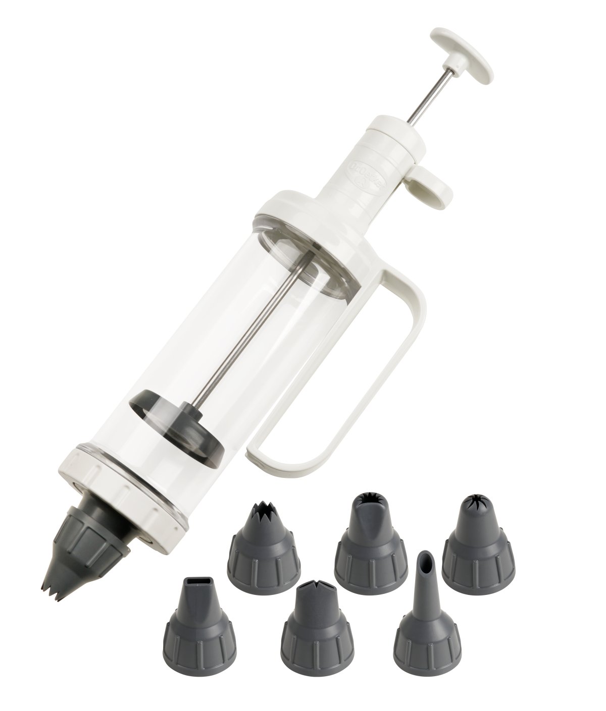 Einhand-Garnierspritze, inkl. 6 Tüllen Classic weiß/transparent ABS/PP/SAN