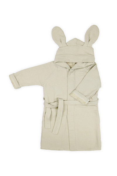 Bademantel mit Ohren Waffle grau Baumwolle Bambusviskose