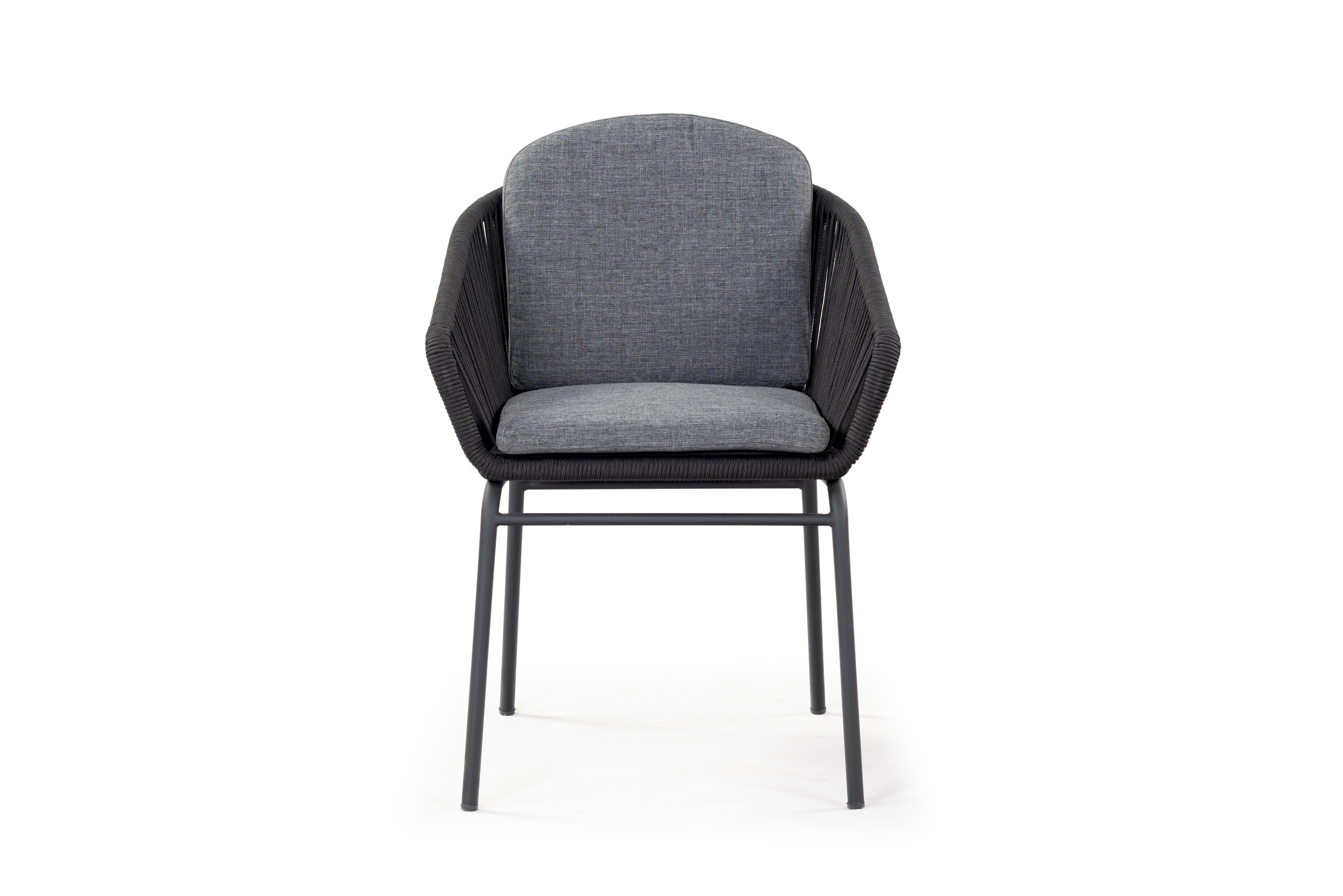 Outdoor Sedia Rondo grigio nero acciaio tessuto