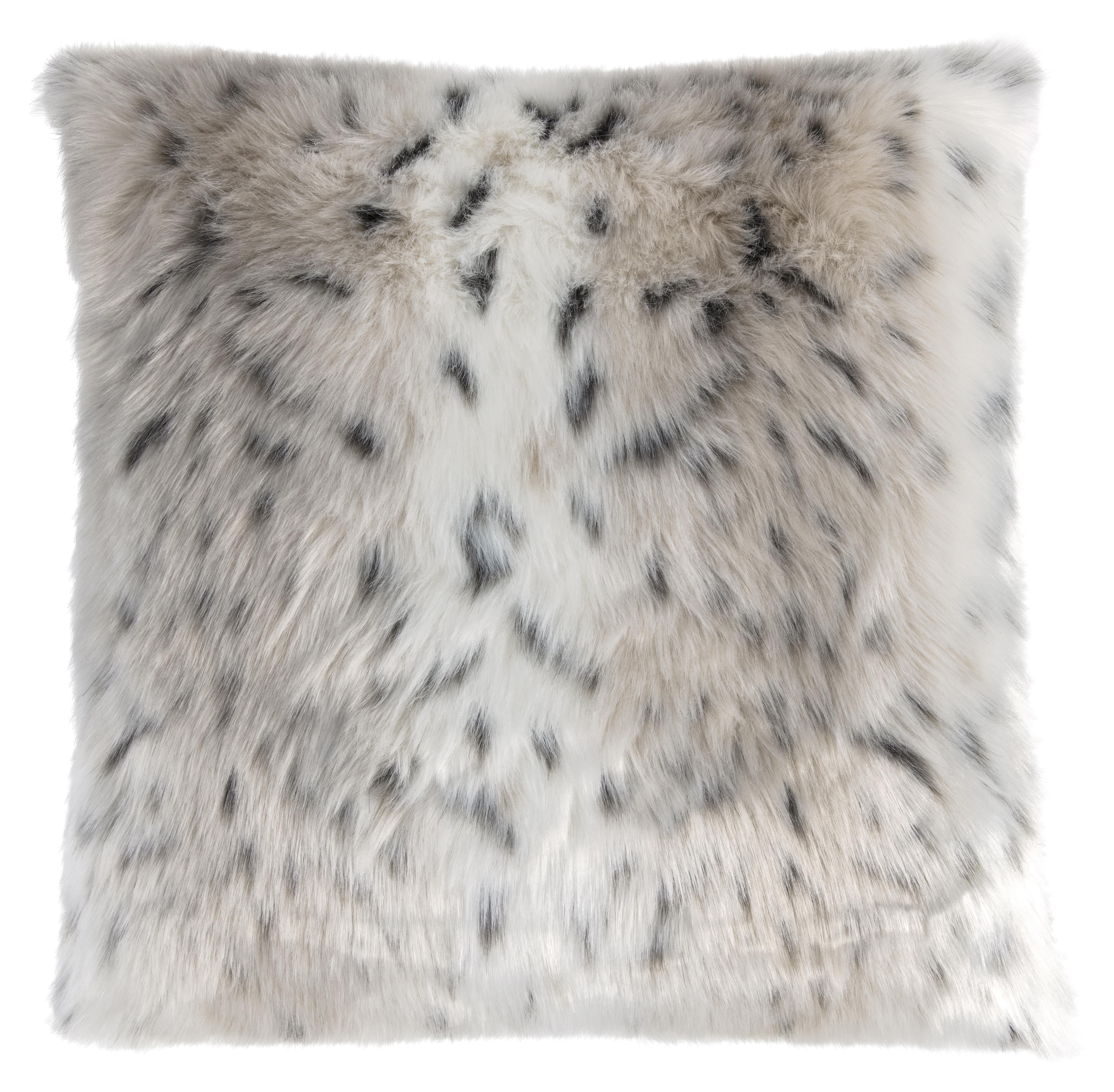 Copricuscino in pelliccia intrecciata Skins snow lynx