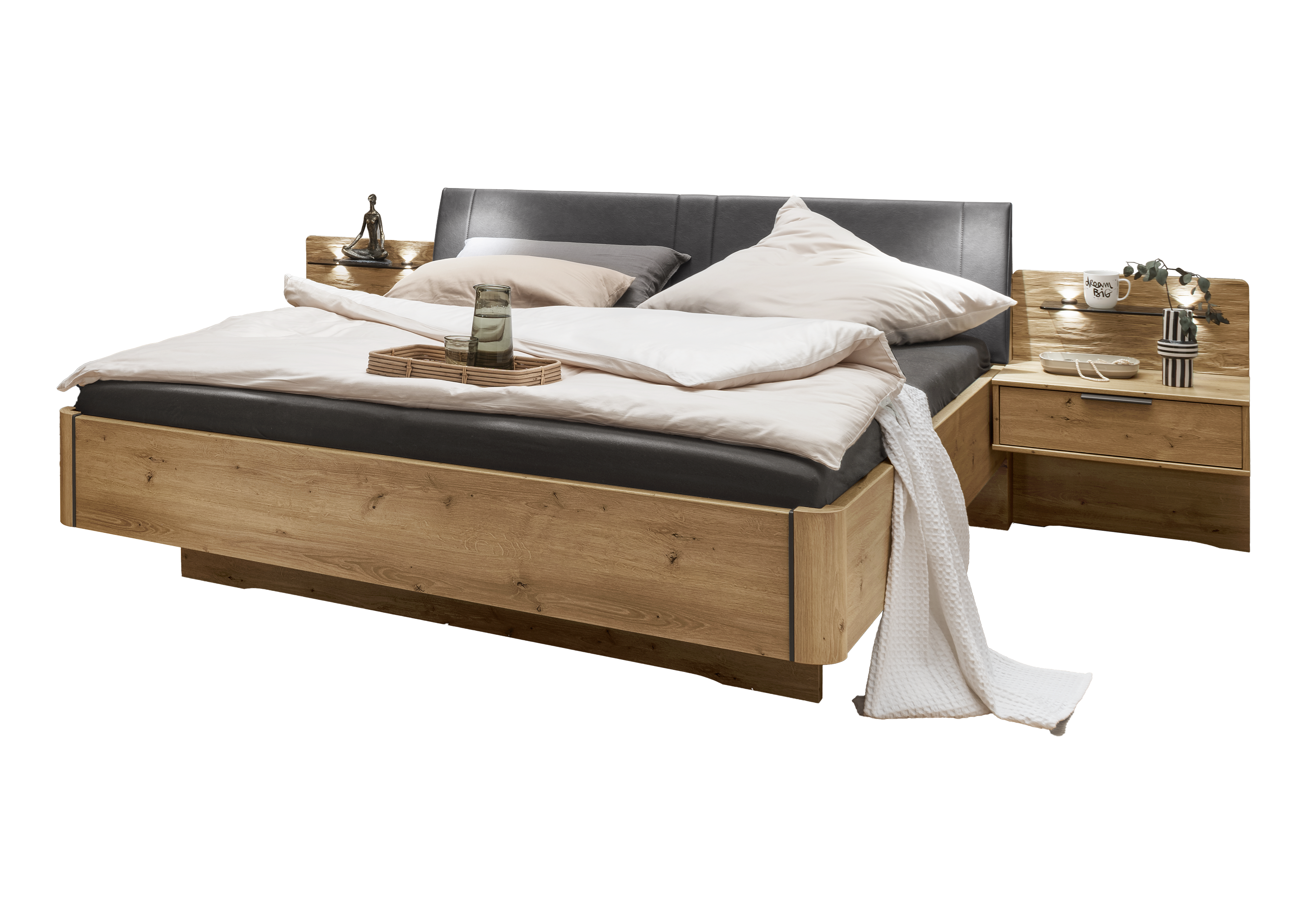 Letto Cadiz rovere grigio marrone