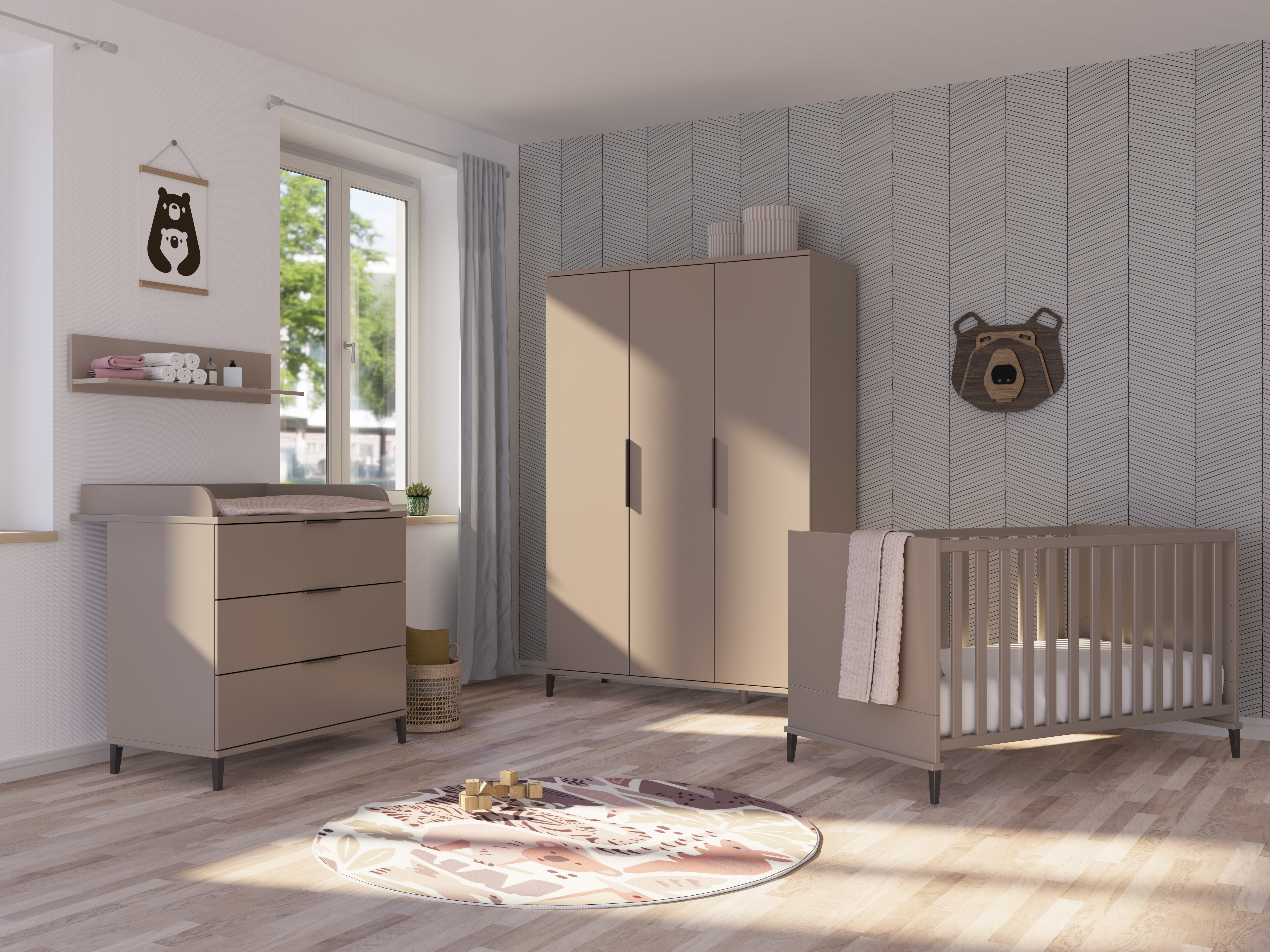 Set Babyzimmer Nea taupe Holz