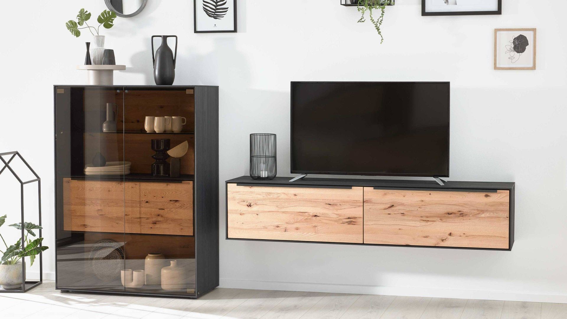 Wohnwand Interliving 2026 braun anthrazit Buche Esche