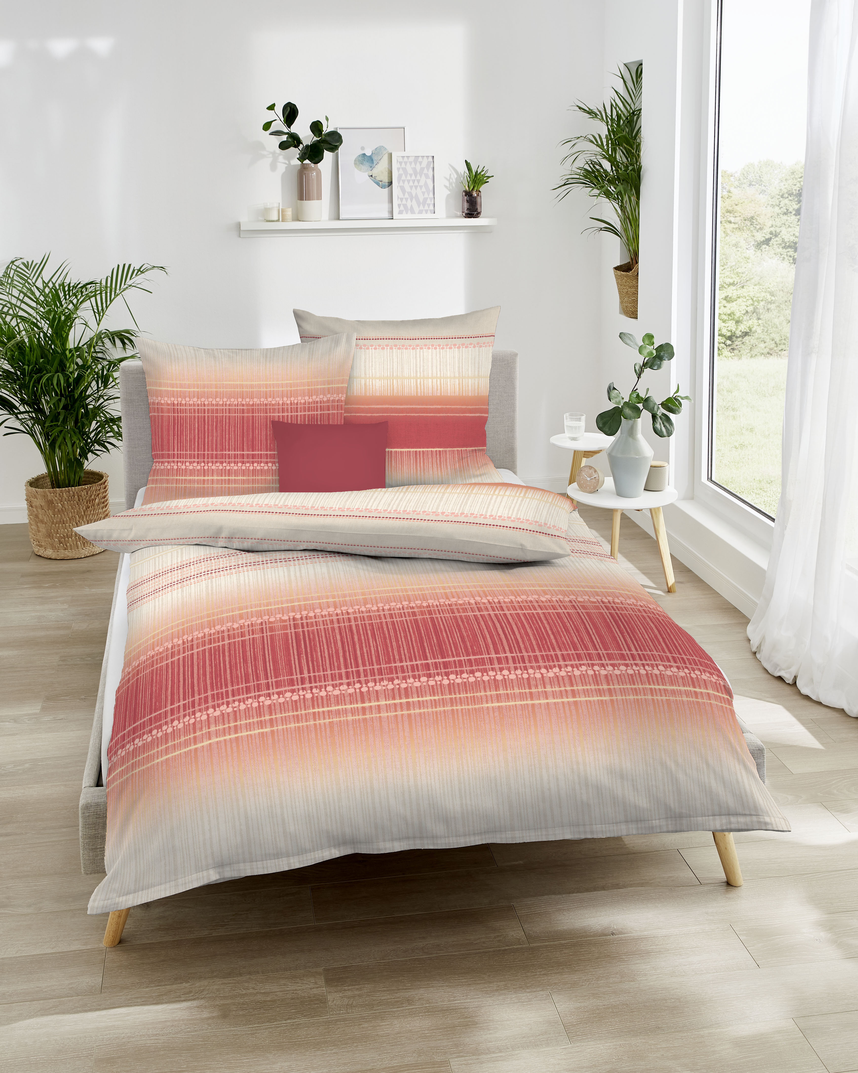 Bettwäsche Charisma rot Baumwolle | 60 x 80 + 140 x 200 cm | Rot