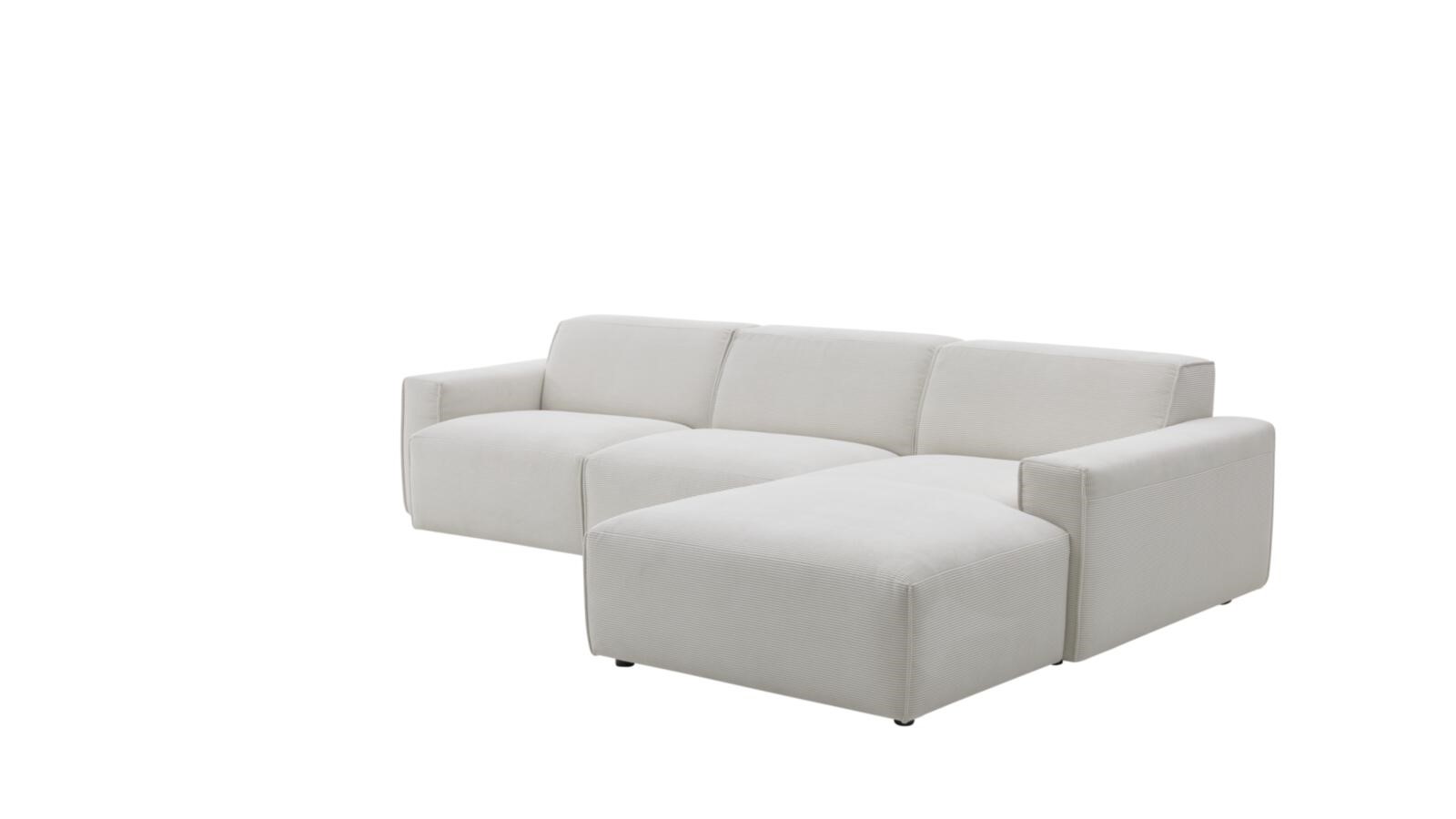 Divano ad angolo Roomio n. 4100 in velluto a coste fine bianco