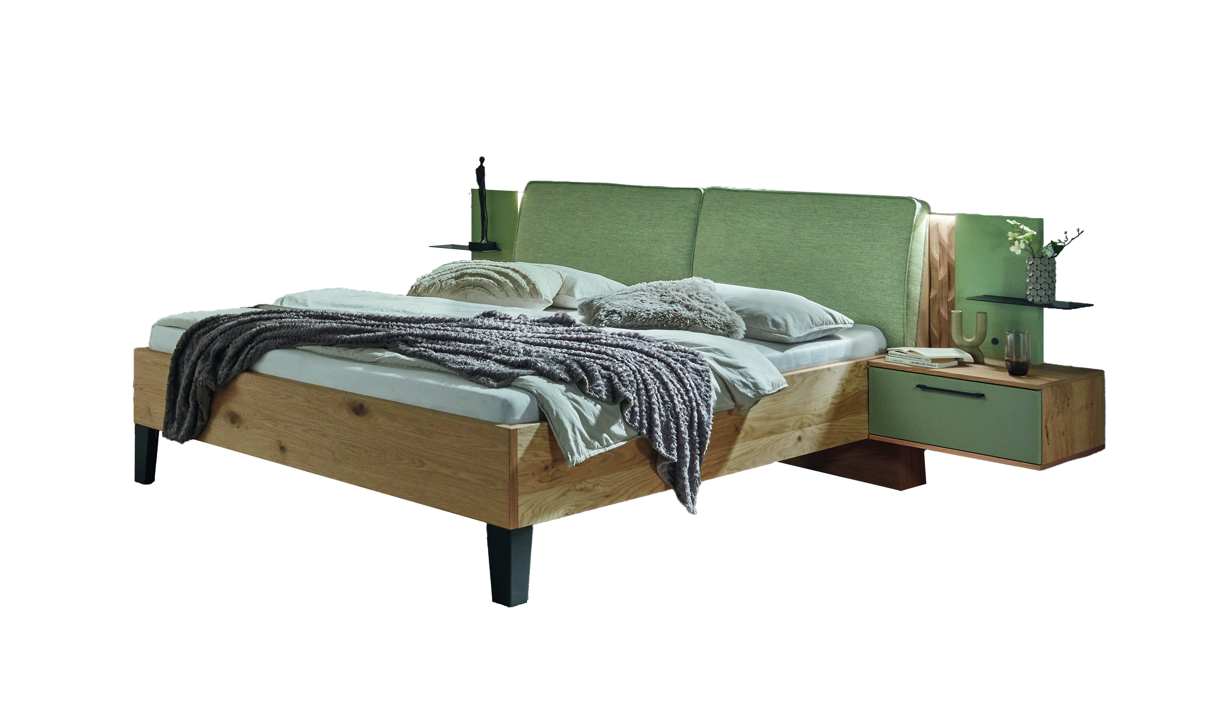 Bettanlage Callao grün braun Holz