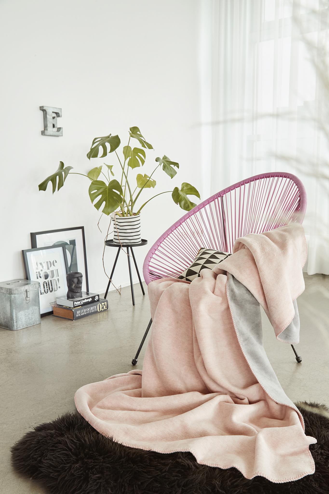 Doubleface Decke Dublin rosa/grau Polyester