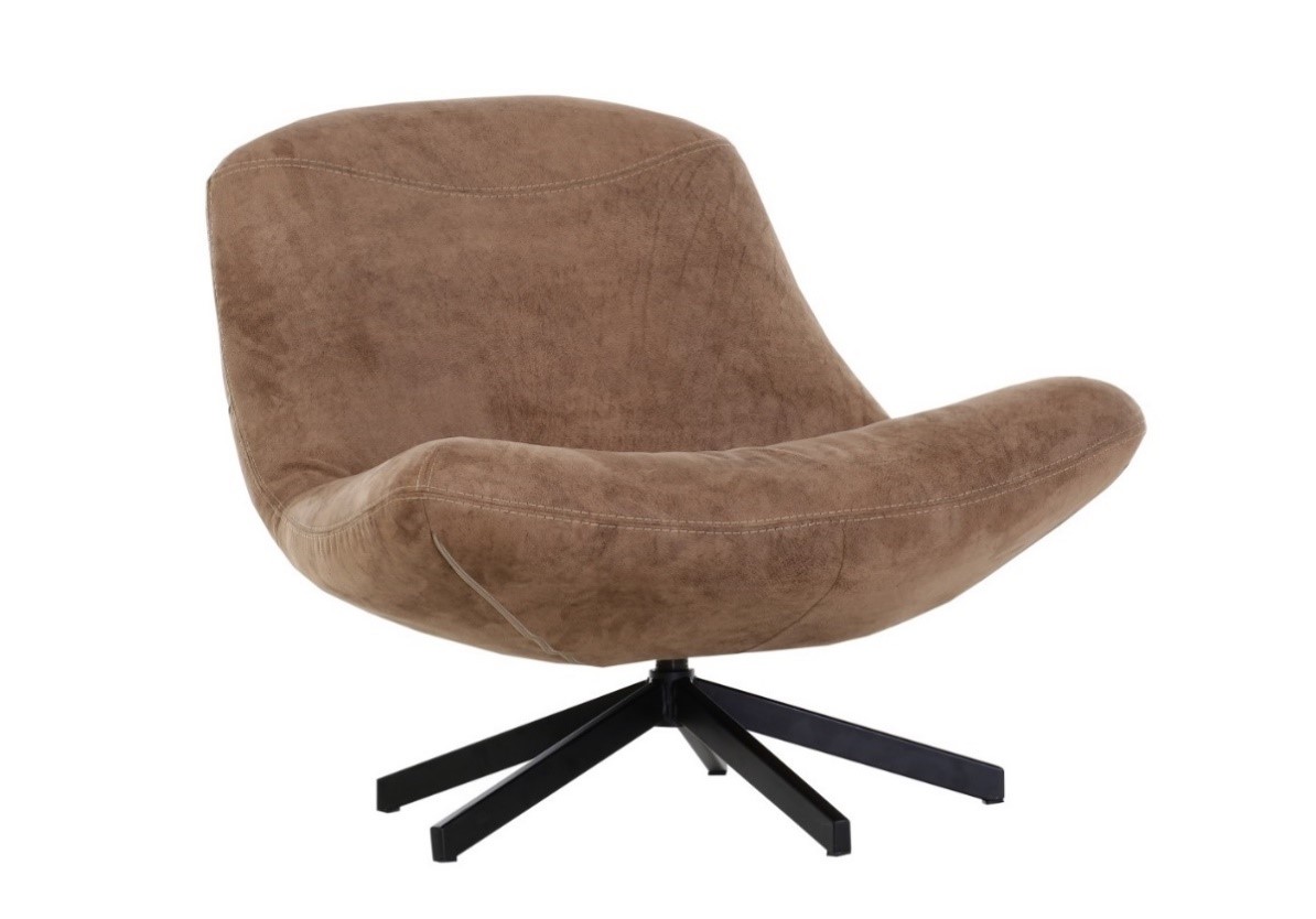 Poltrona girevole Marvin in tessuto marrone