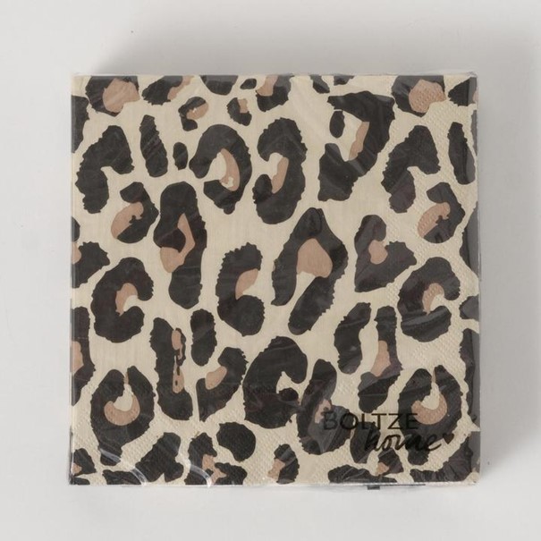 Tovaglioli Leony 20 pz. Carta leopardata beige/nera