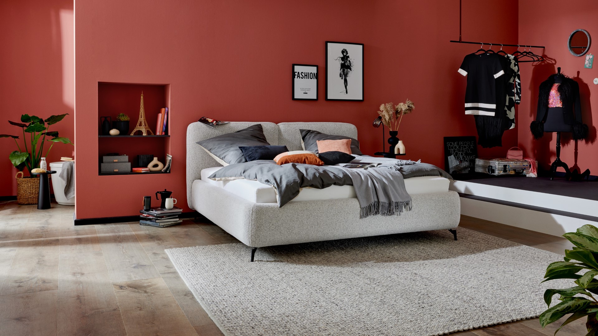 Polsterbett Interliving 1419 ivory Stoff