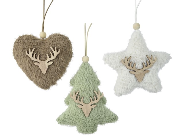 Hänge-Dekofigur braun/grün/weiß 3 sort. Polyester