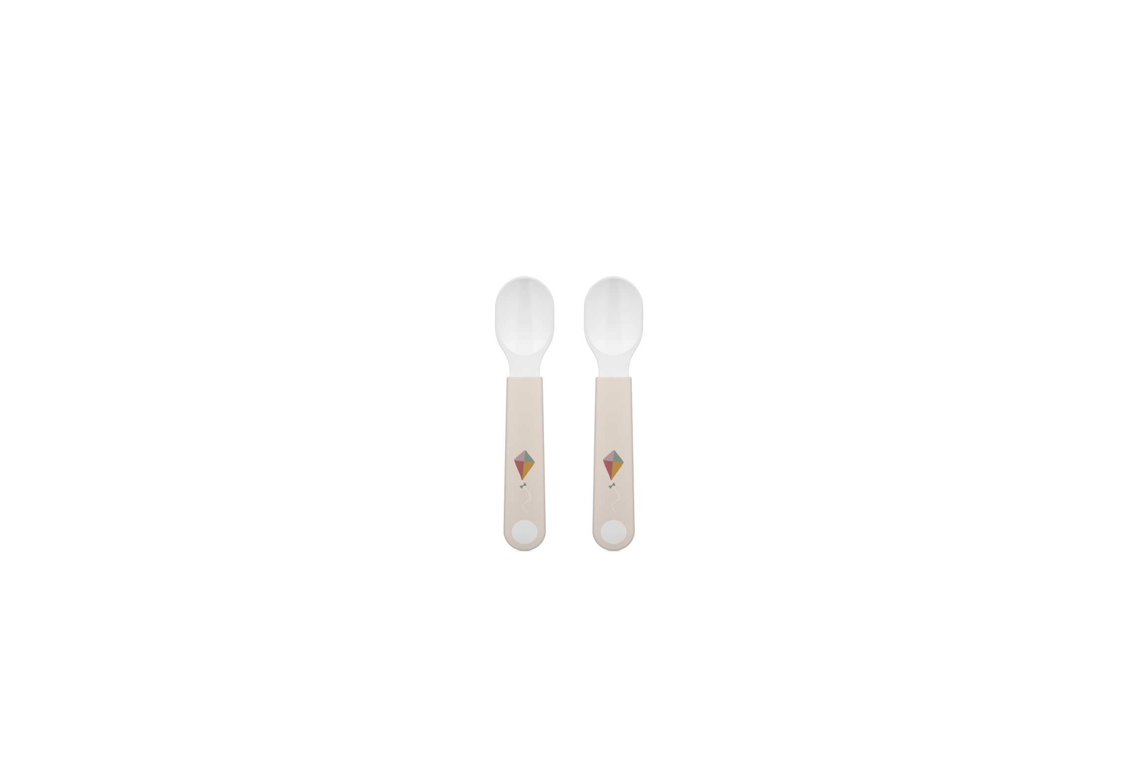 Set di cucchiai per l'apprendimento Mio 2 pezzi rosa bianco in polipropilene