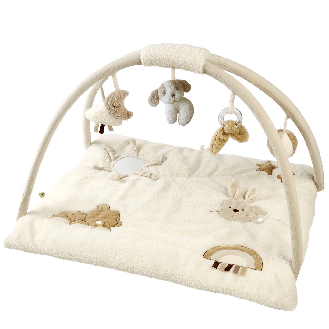 Coperta per gattonare con fiocco orsetto bianco in poliestere