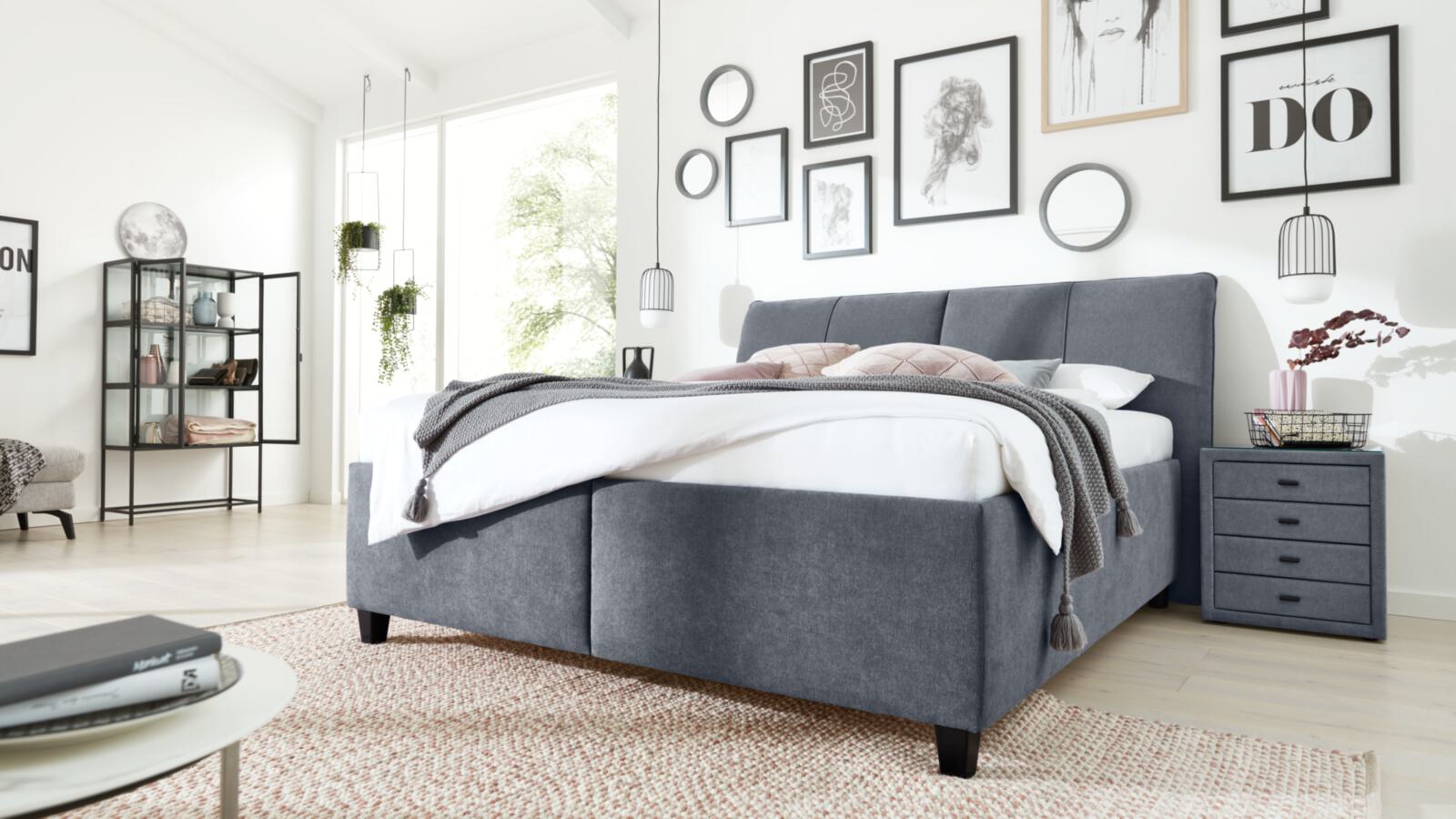 Polsterbett Interliving 1414 grau Stoff