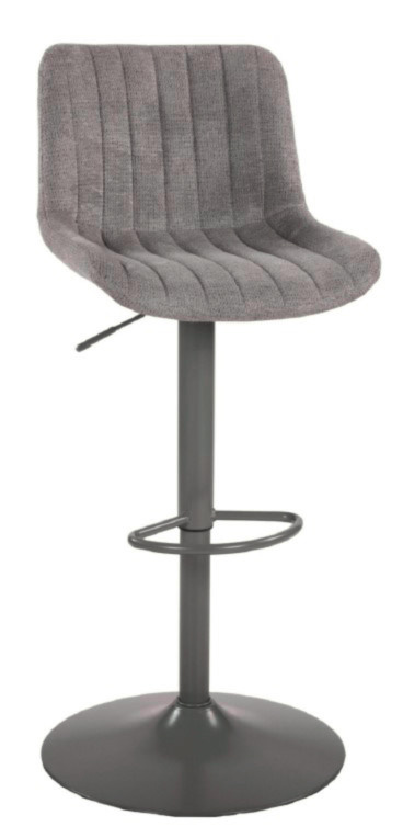 Sgabello da bar Kelly in tessuto grigio, metallo
