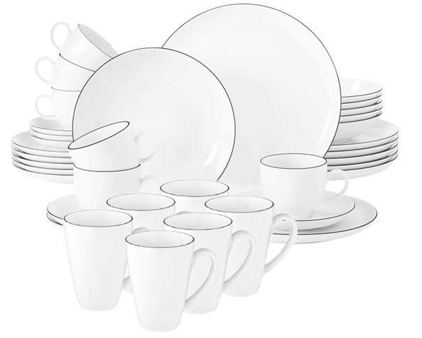 Kombigeschirr LIDO Black Line 36-tlg. weiß Porzellan