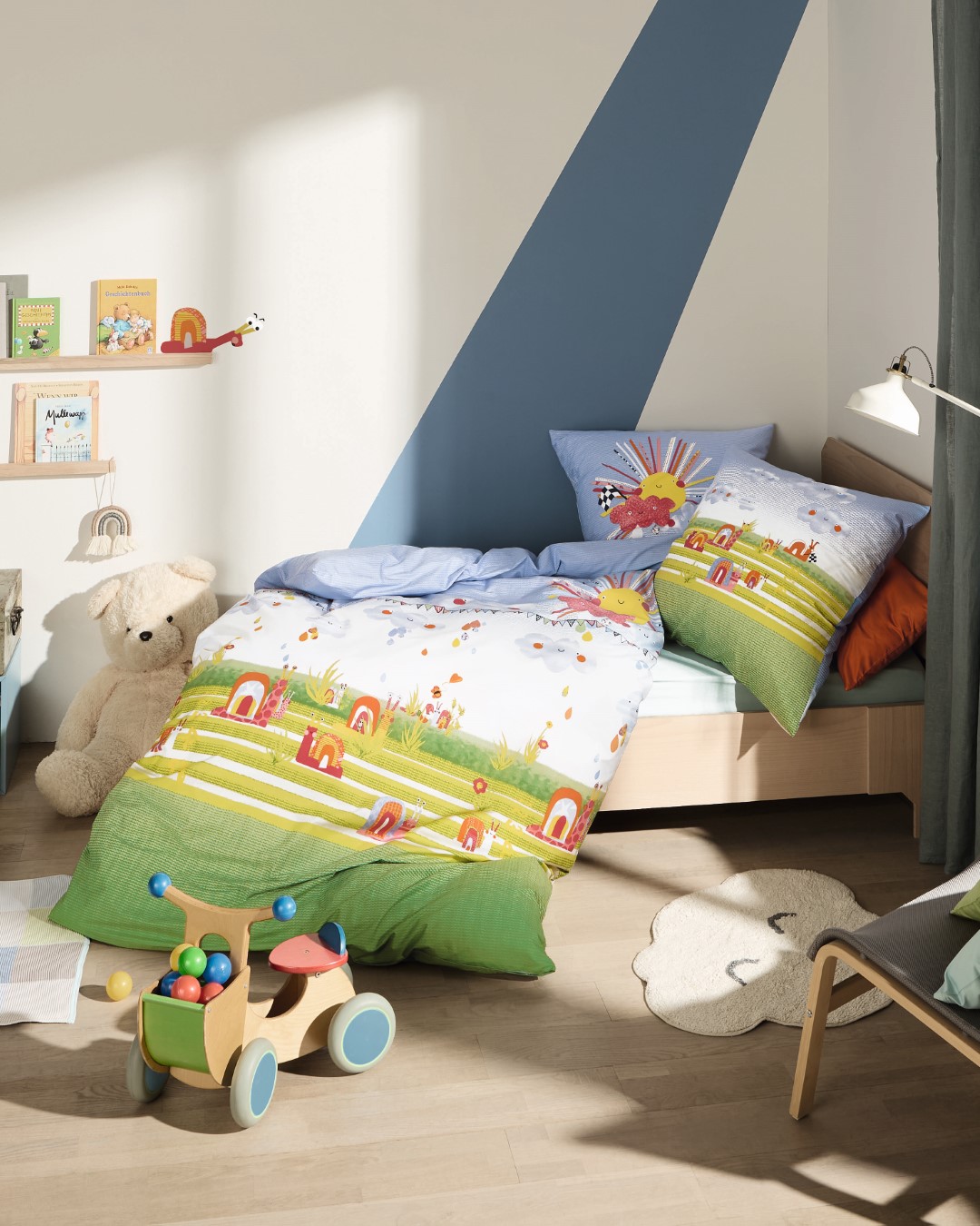 Biber-Bettwäsche Regenbogenrennschnecken bunt Baumwolle