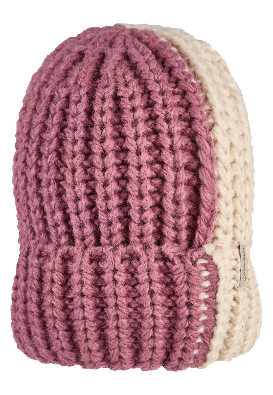 Berretto a maglia per bambini con risvolto ragaqzza rosa berry
