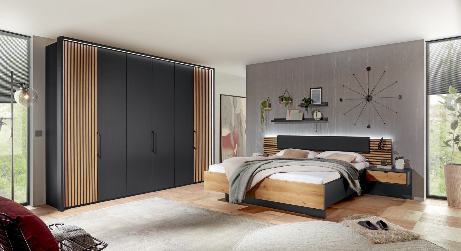 Bettanlage Manhattan graphit Eiche
