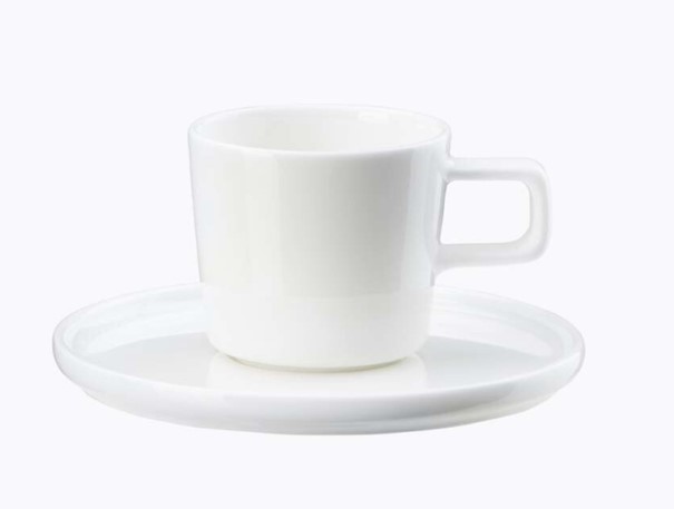 Tazza da caffè con piattino Oco white glossy Fine Bone China