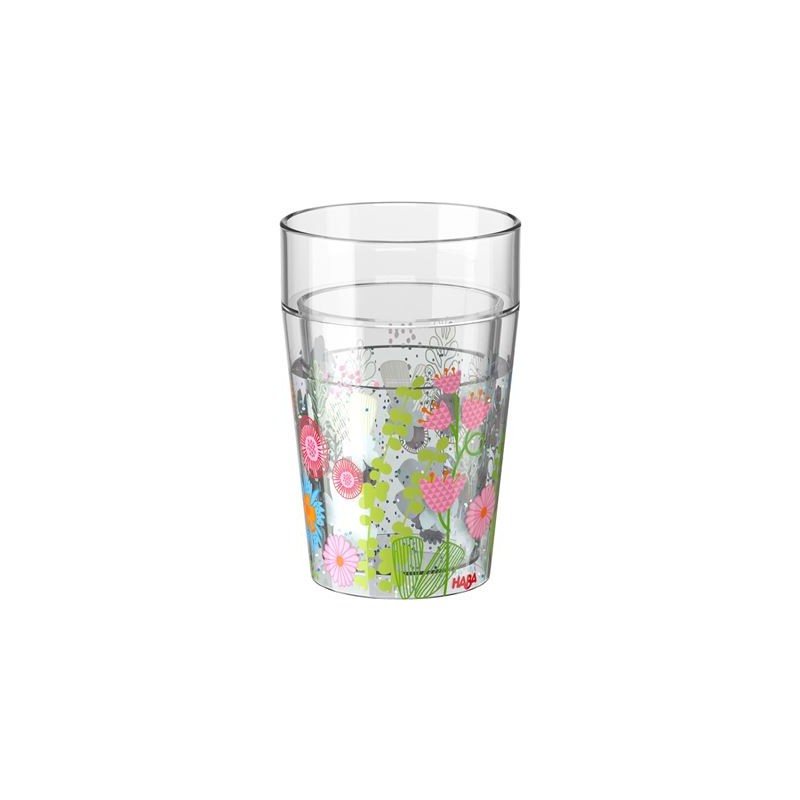 Glitzerbecher Blumen bunt Kunststoff