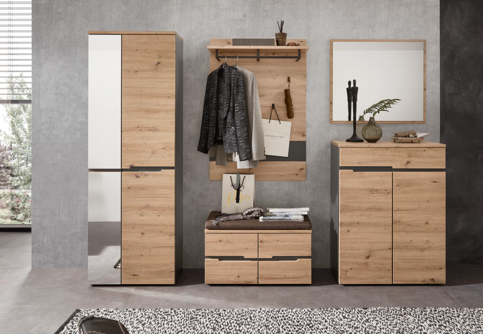 Set Garderobe Memphis braun grau Holz