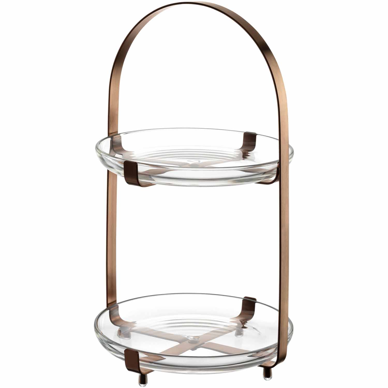Etagere 2-tlg. Cucina kupfer transparent Kalk-Natron-Glas Metall