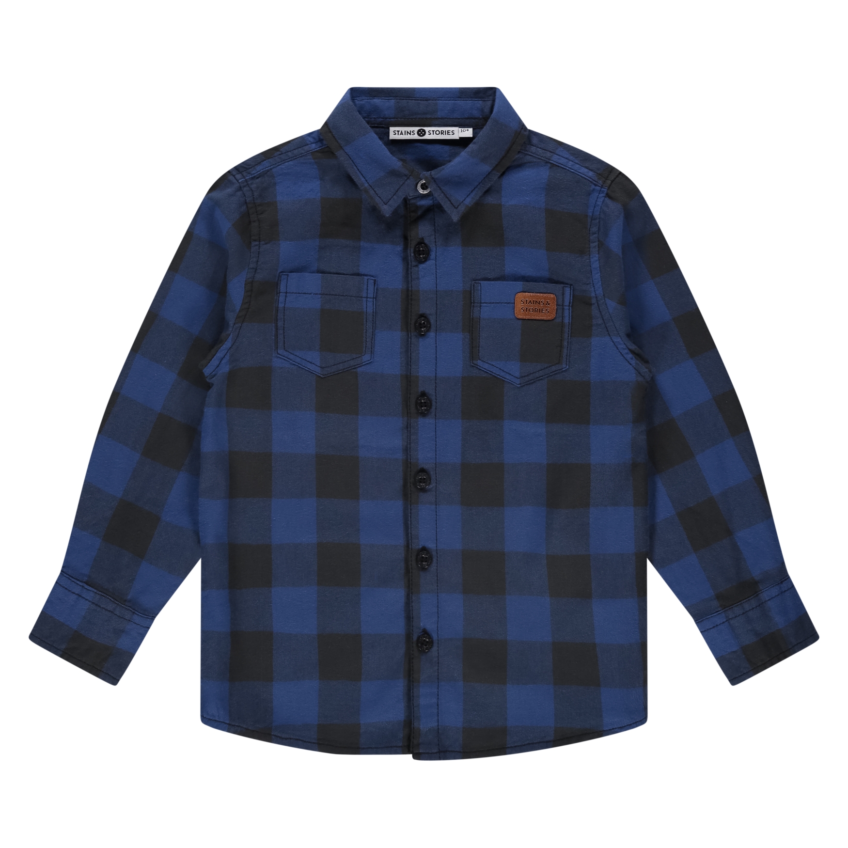 Camicia a maniche lunghe da bambino Macchie e storie in cotone blu