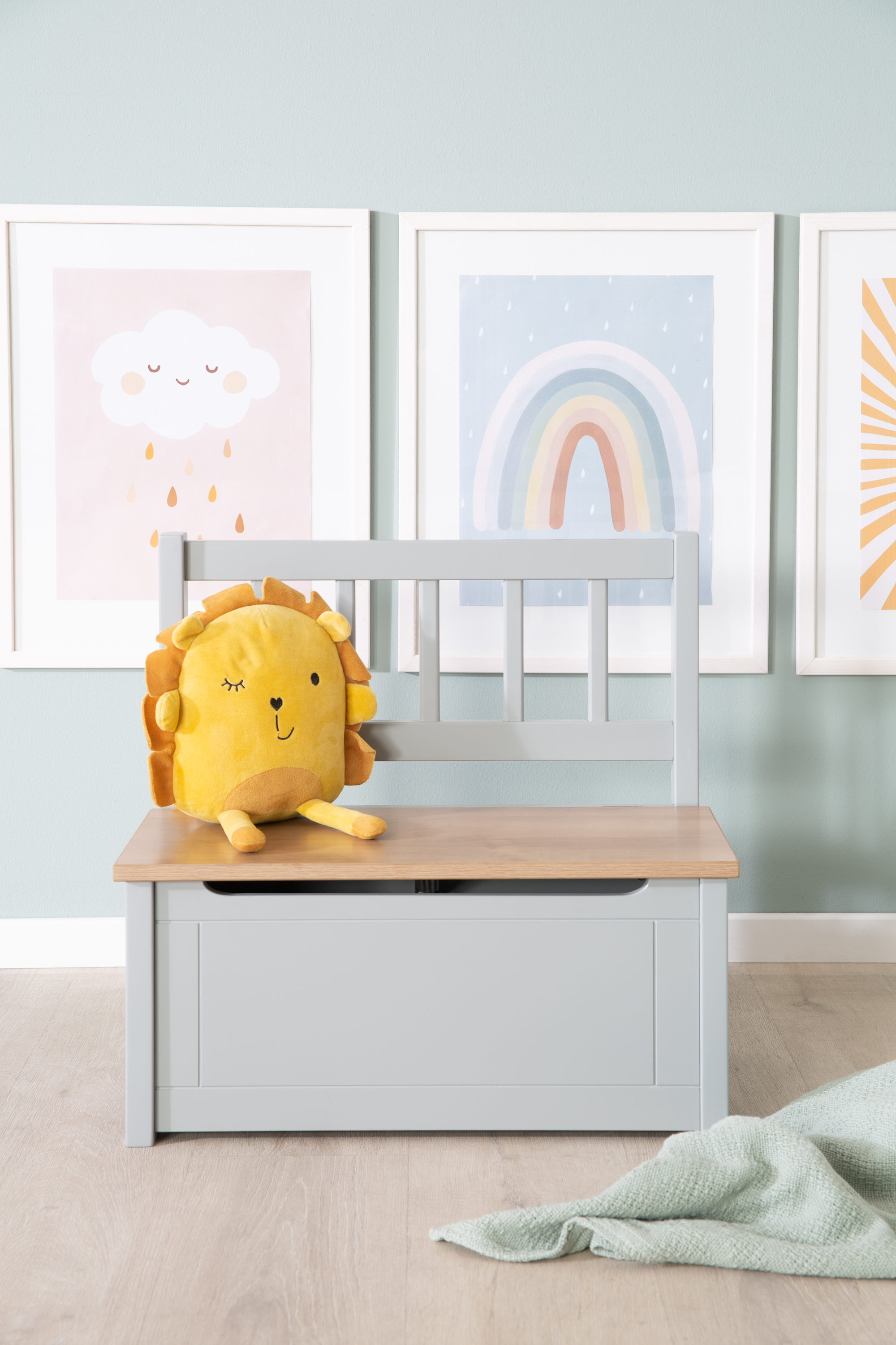 Kindertruhe Woody Holz taupe