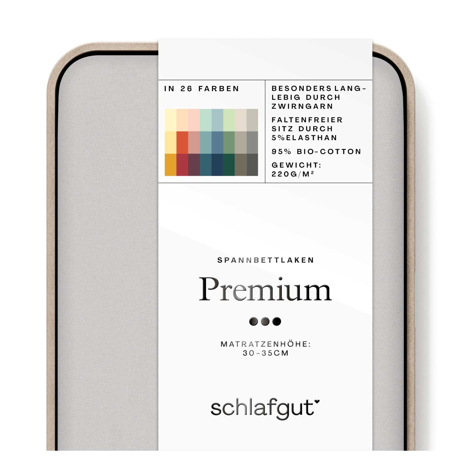 Spannbettlaken  Premium 50651 grau Baumwolle Elasthan
