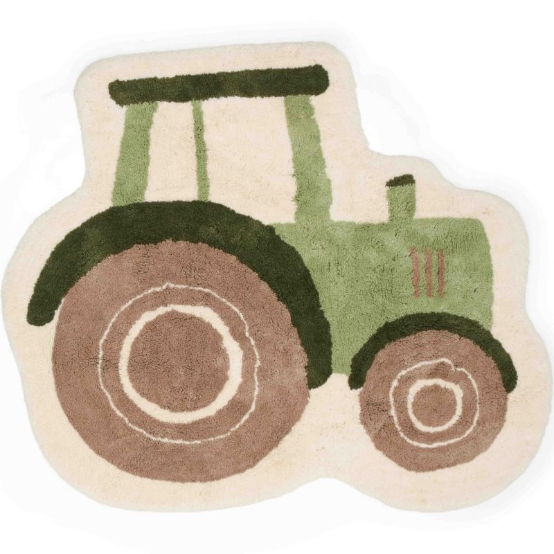 Teppich Traktor Little Dutch grün braun weiß Baumwolle