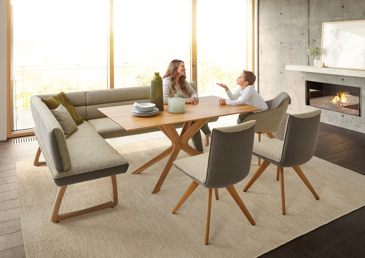 Polsterbank Dining System Stoff braun