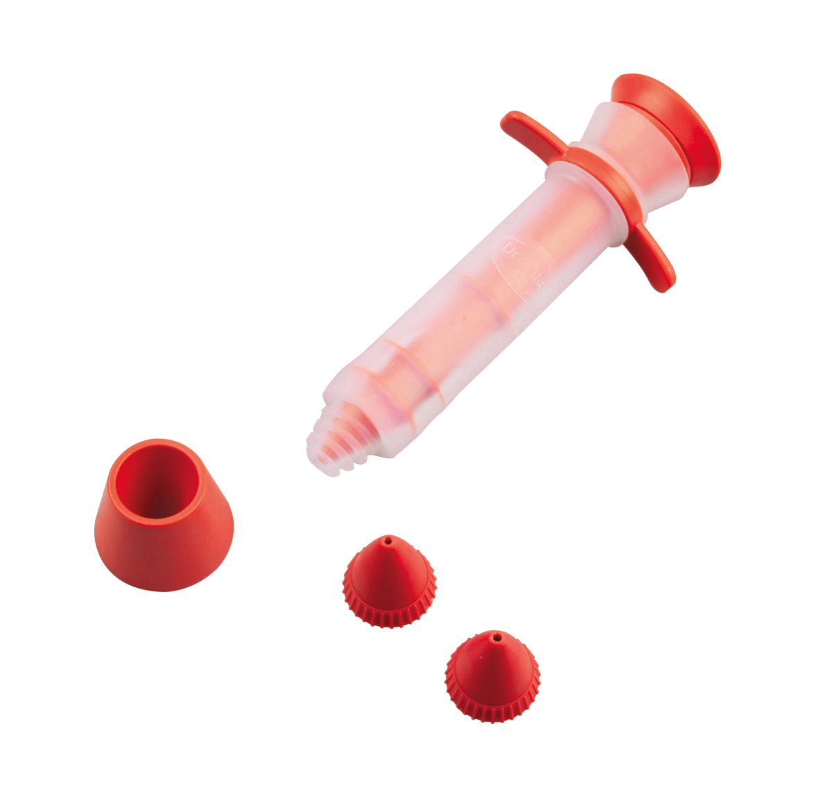 Silikon-Dekorierstift inkl. 2 Tüllen und Ständer Flexxibel Love rot Silikon