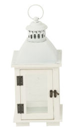 Lanterna in legno bianco e metallo