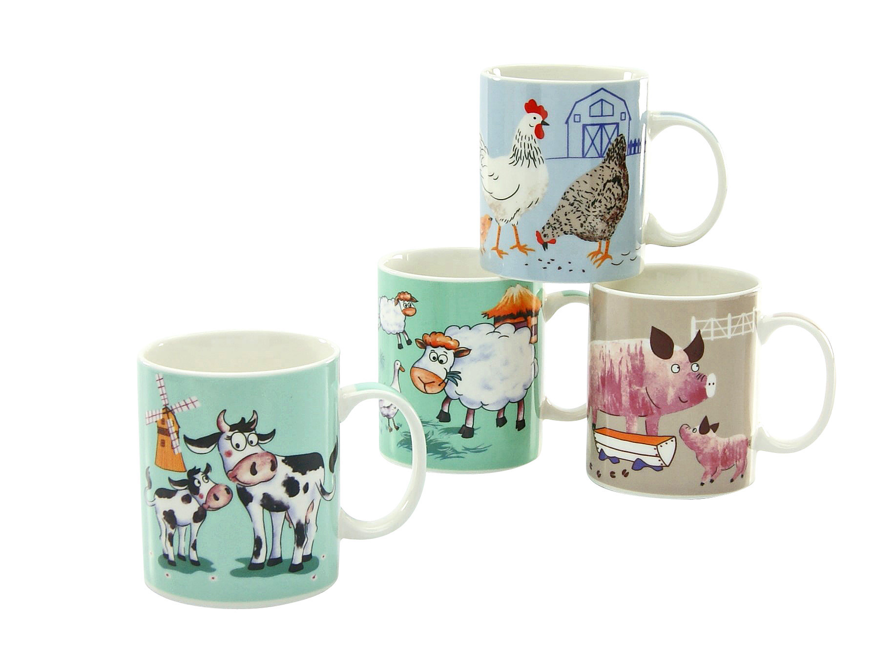 Tazza da caffè FARM ANIMALS Bianco W0/H9.5/D8cm